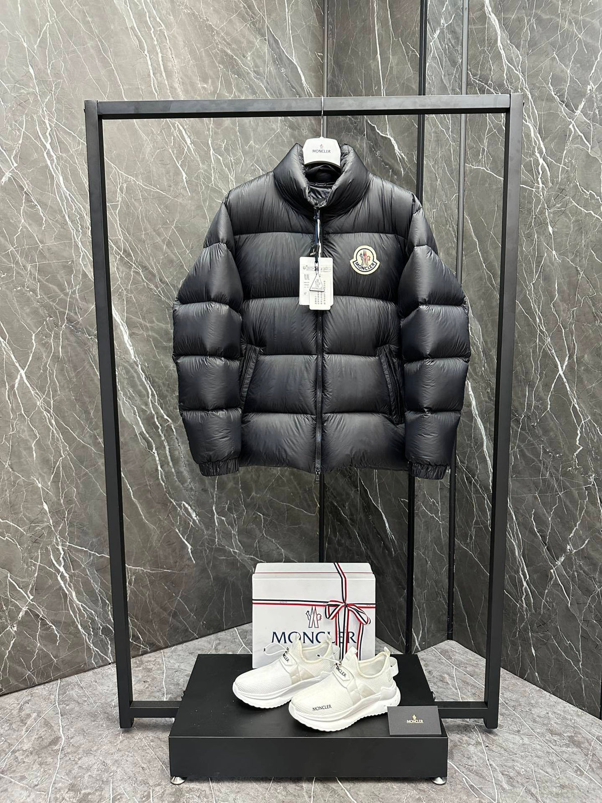 Moncler Oversized Badge Stand Collar Down Jacket (Unisex)