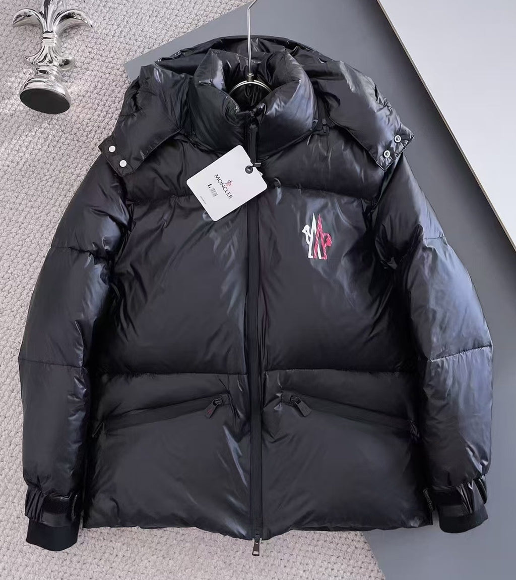 Moncler Matt Black Edition Stand Collar Hooded Down Jacket