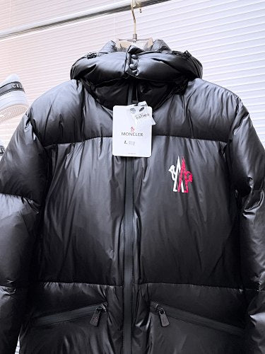 Moncler Matt Black Edition Stand Collar Hooded Down Jacket