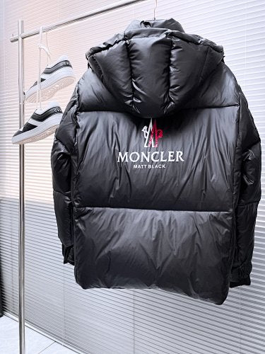 Moncler Matt Black Edition Stand Collar Hooded Down Jacket