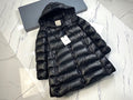 Moncler Long Hooded Down Coat — Black