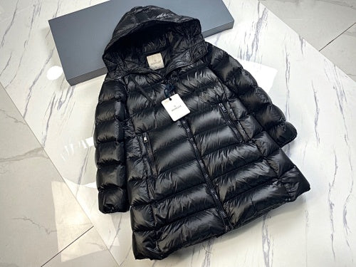 Moncler Long Hooded Down Coat — Black