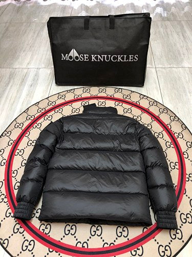 Moose Knuckles Couples Matching Puffer Jacket — Gold Zip — Black & White