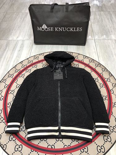 Moose Knuckles Sherpa Hoodie Jacket — MOOSE Back Text — Black