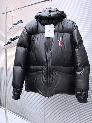 Moncler Matt Black Edition Stand Collar Hooded Down Jacket