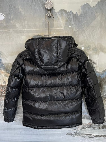 Moncler Kids Hooded Down Jacket — Black & Cream