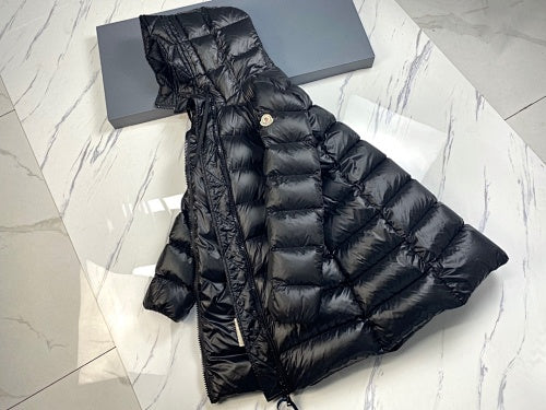 Moncler Long Hooded Down Coat — Black