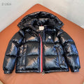 Moncler Maya Down Jacket — Tricolour Zip Stripe — Black