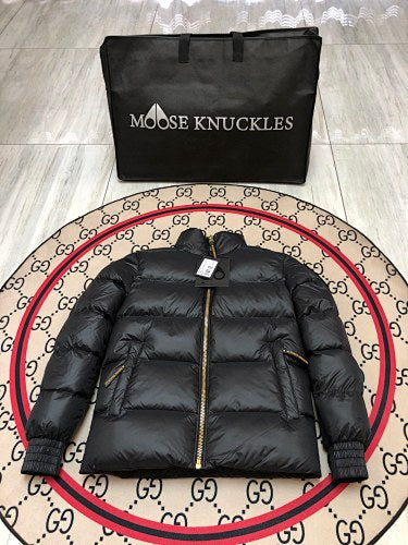 Moose Knuckles Couples Matching Puffer Jacket — Gold Zip — Black & White