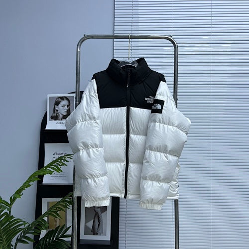 The North Face Nuptse Glossy Down Jacket — White/Black