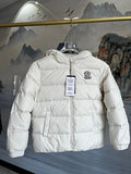 MLB New York Yankees Kids Hooded Down Jacket — Oversized NY Back Logo — Cream