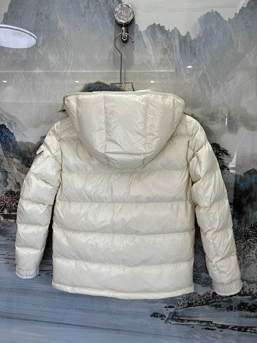 Moncler Kids Hooded Down Jacket — Black & Cream