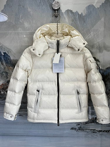 Moncler Kids Hooded Down Jacket — Black & Cream