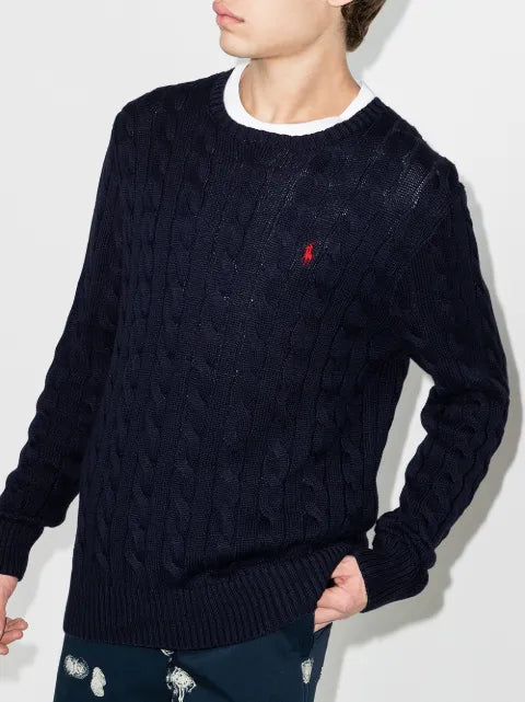 Polo Ralph Lauren logo-embroidered cable-knit jumper