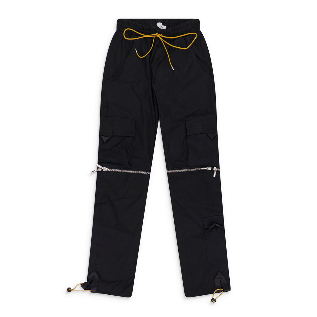 Black Knee Zip Cargo Pants