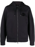 Giorgio Armani logo-embroidered zip-up hoodie