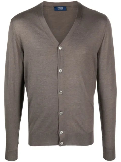 Fedeli V-neck fine-knit cardigan
