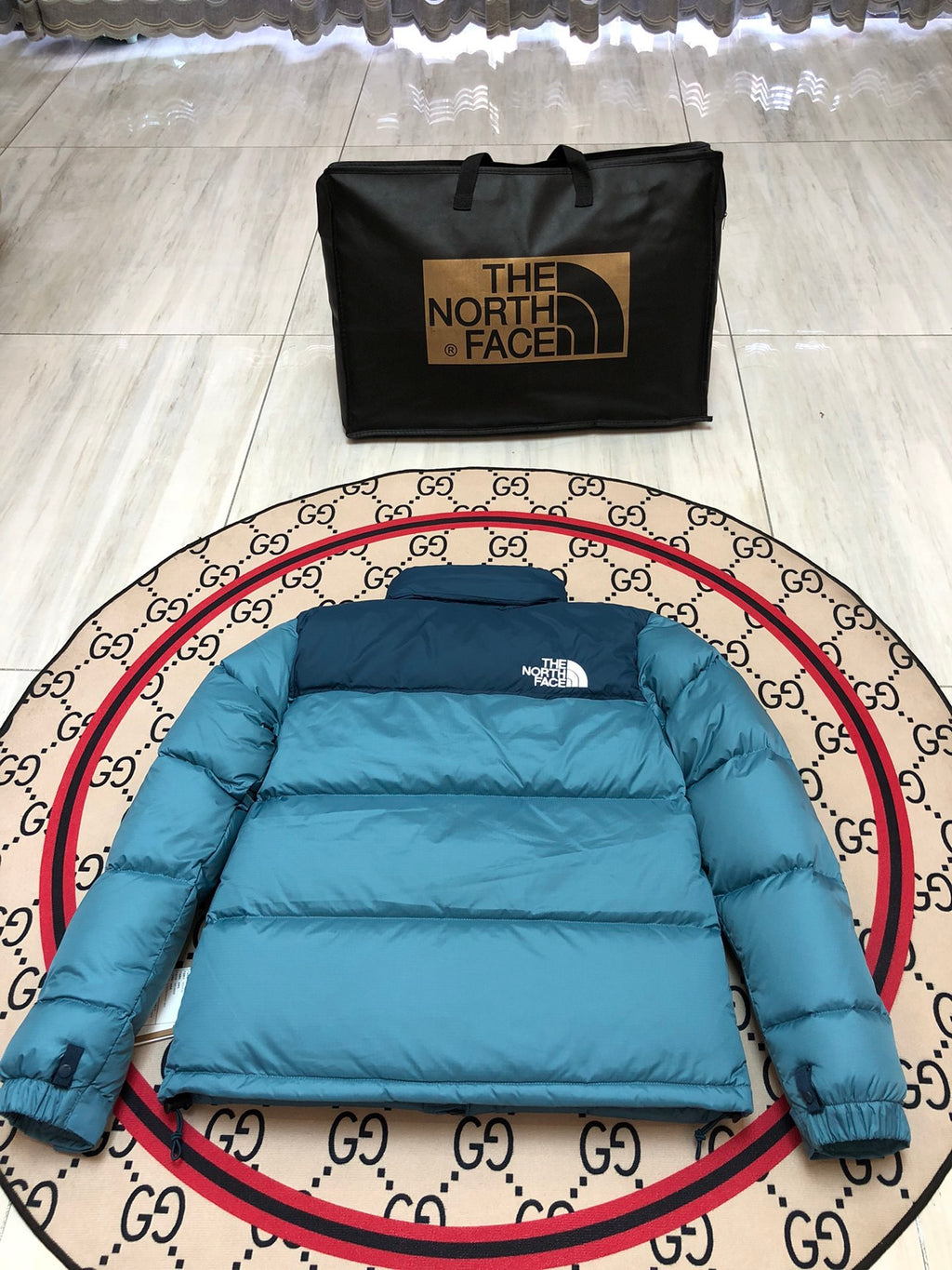The North Face 1996 Retro Nuptse Jacket — Yellow, Teal & White
