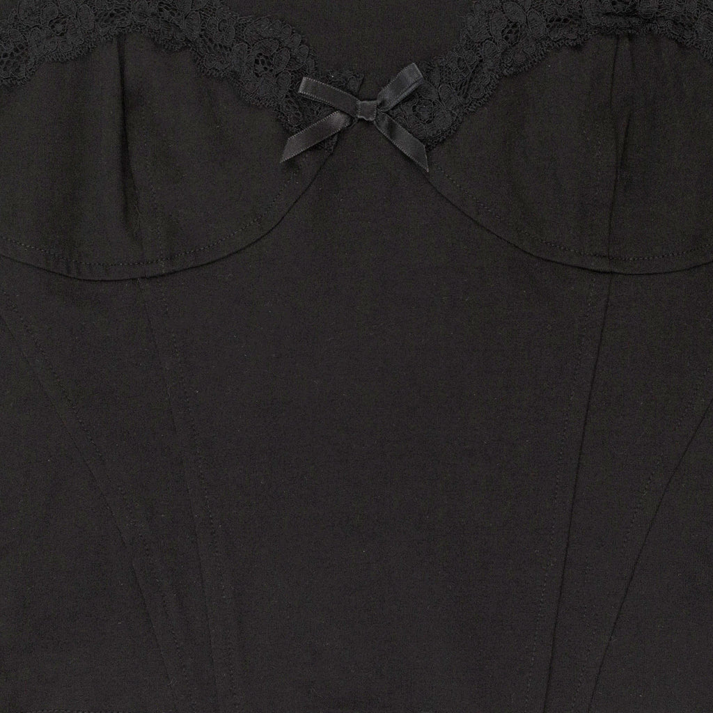 LACE TRIM BUSTIER BLACK T-SHIRT