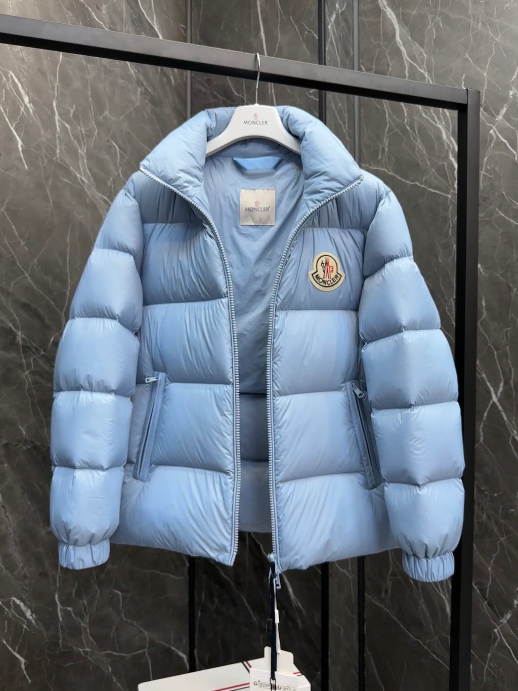 Moncler Oversized Badge Stand Collar Down Jacket (Unisex)