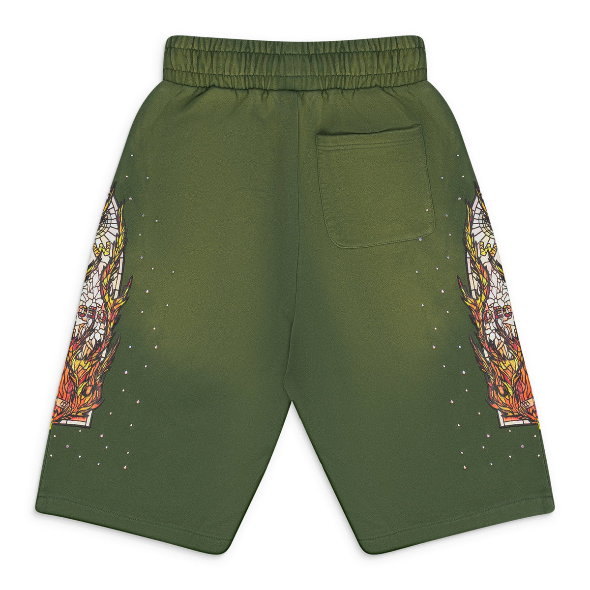 GREEN FLAME GLASS SWEATSHORTS
