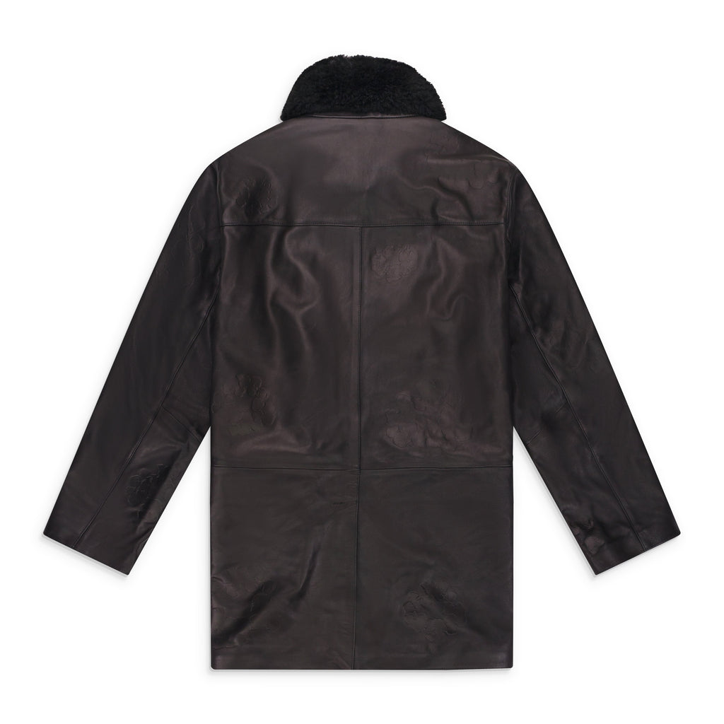 Black Oakland Wreath Winter Leather Coat