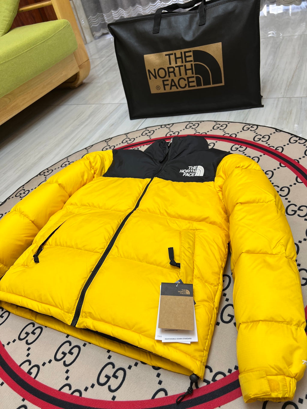 The North Face 1996 Retro Nuptse Jacket — Yellow, Teal & White