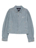 Jacquemus logo-embroidered zip-up denim jacket