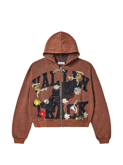 Vale Harmony Garden appliqué zip hoodie