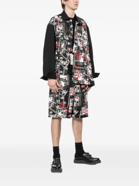 Black Comme Des Garçons graphic print long-sleeve shirt jacket