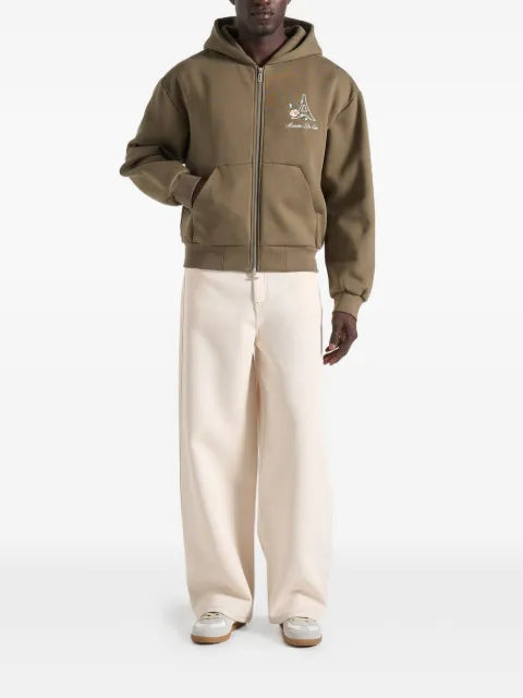 Manière De Voir JS009 - floral eiffel zip hoodie - black