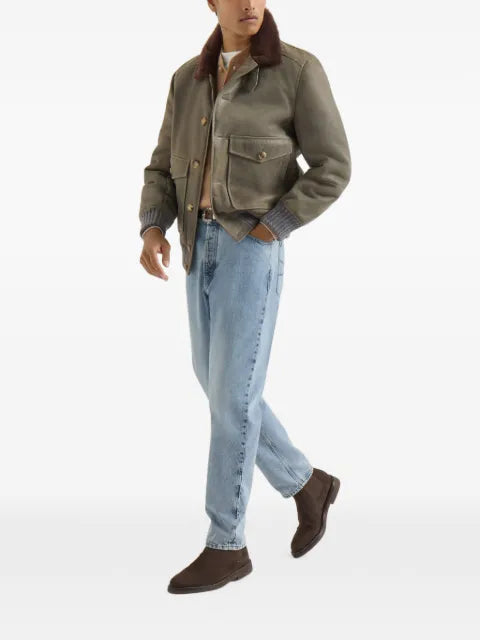Brunello Cucinelli cashmere English rib sweater with Henley collar