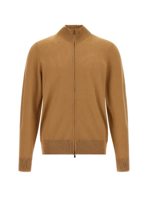 BOSS high-neck zip-up cardigan