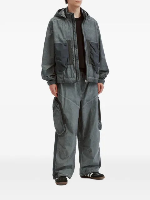 FIVE CM panelled hooded jacket