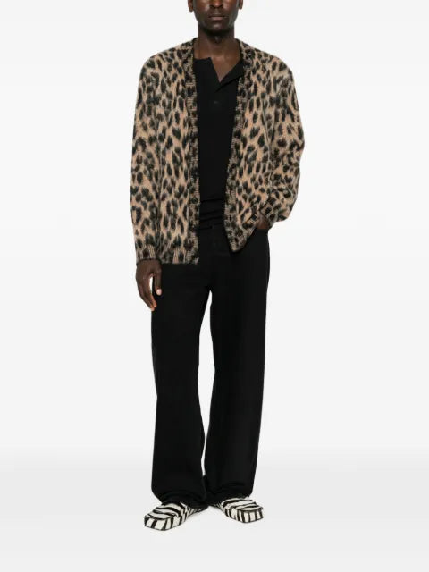 Laneus leopard-print knit cardigan