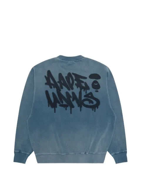 AAPE BY *A BATHING APE® denim-patch graffiti-print sweater