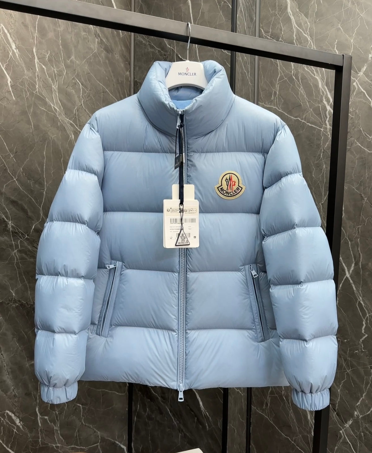Moncler Oversized Badge Stand Collar Down Jacket (Unisex)