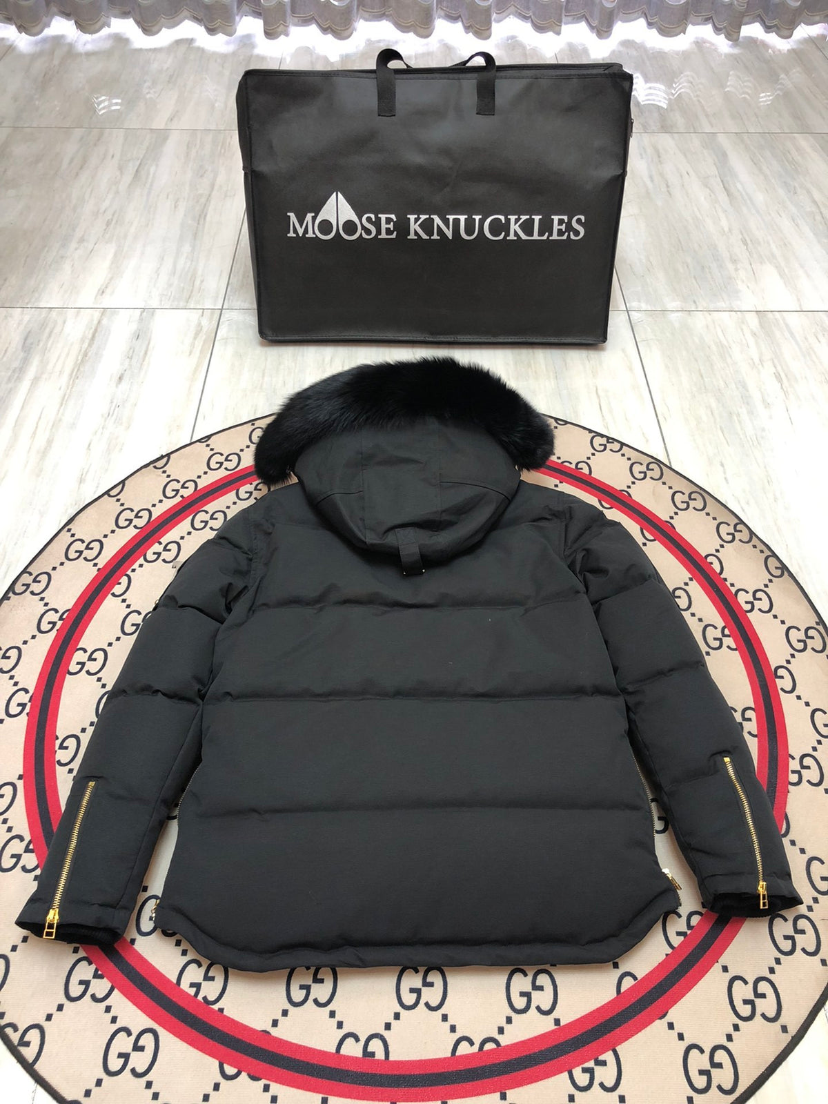 Moose Knuckles Men's Fur-Trim Snap-Front Down Jacket