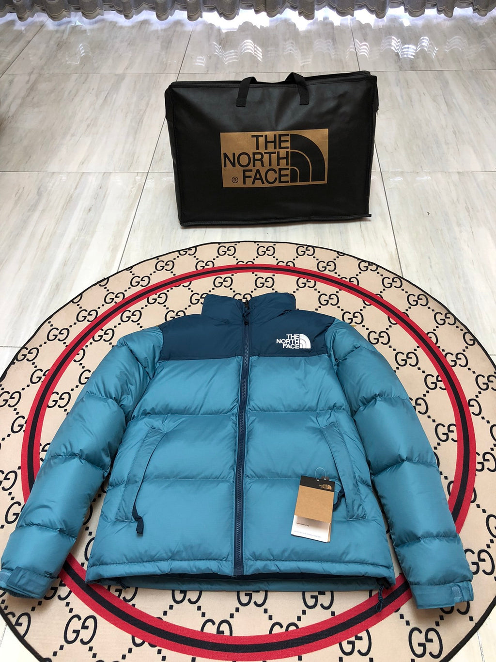 The North Face 1996 Retro Nuptse Jacket — Yellow, Teal & White