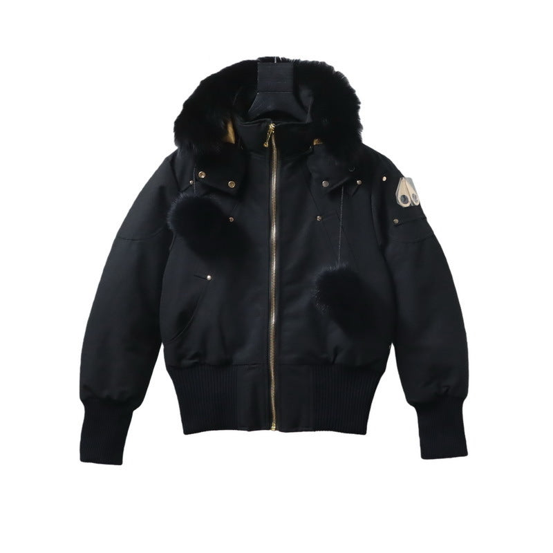 Moose Knuckles Gold Debbie Bomber Down Jacket – Black