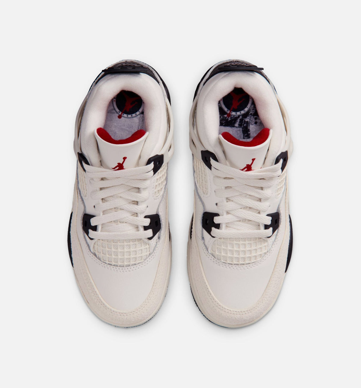 Air Jordan 4 Retro Flight Club Preschool Shoes - Sail Black University Red