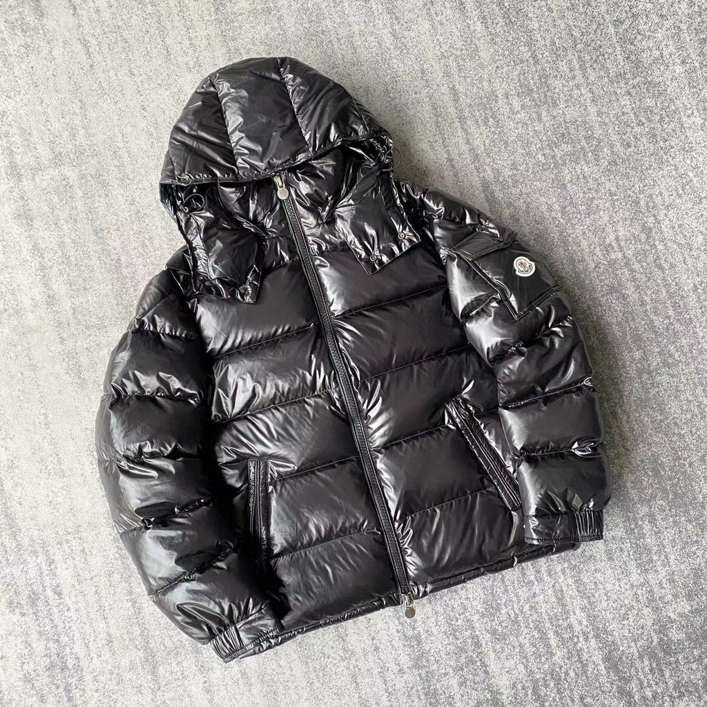 Moncler Maya Hooded Down Jacket — Black & White