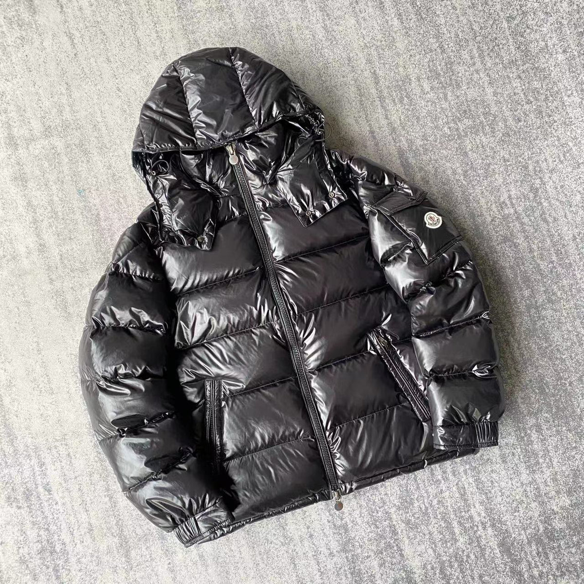 Moncler Maya Hooded Down Jacket — Black & White