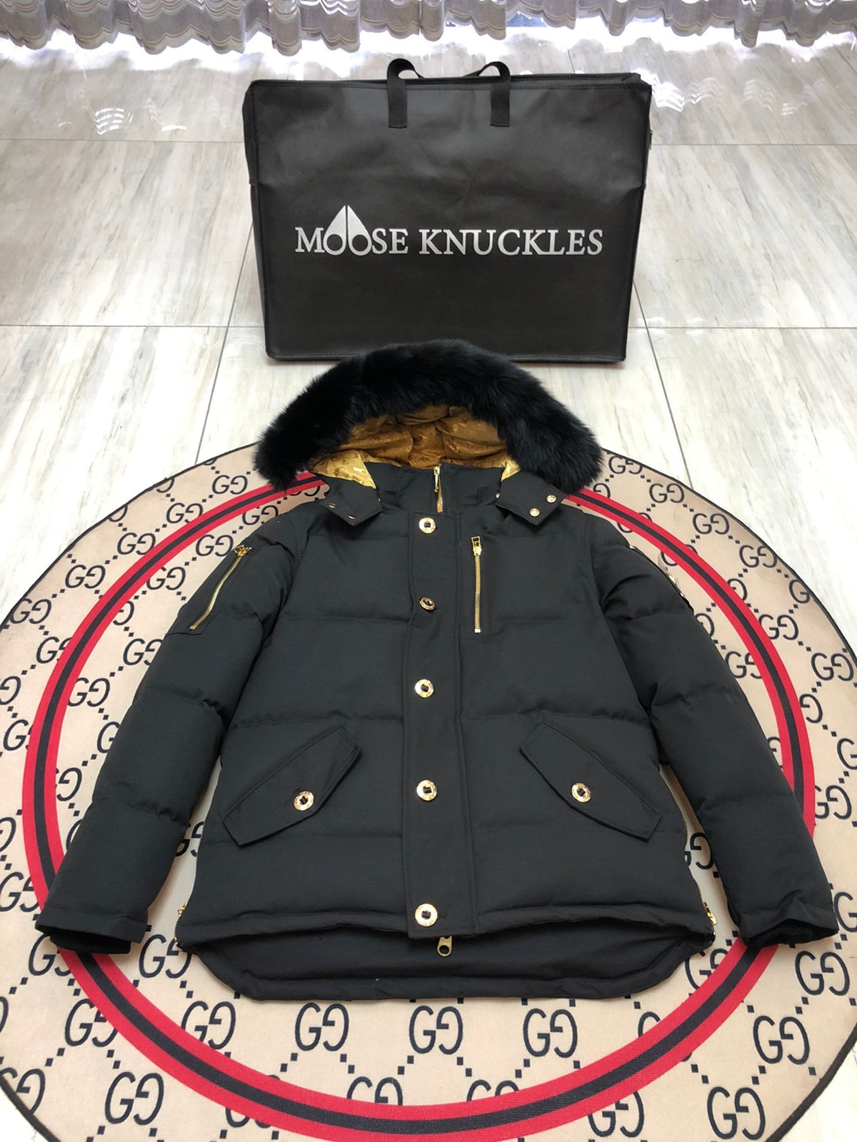 Moose Knuckles Men's Fur-Trim Snap-Front Down Jacket
