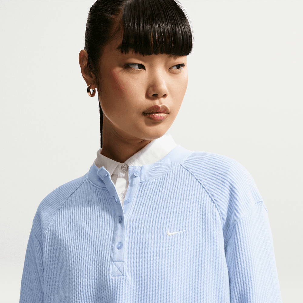 Wmns Nike Sportswear Chill Waffle Oversized Henley Long-Sleeve Top