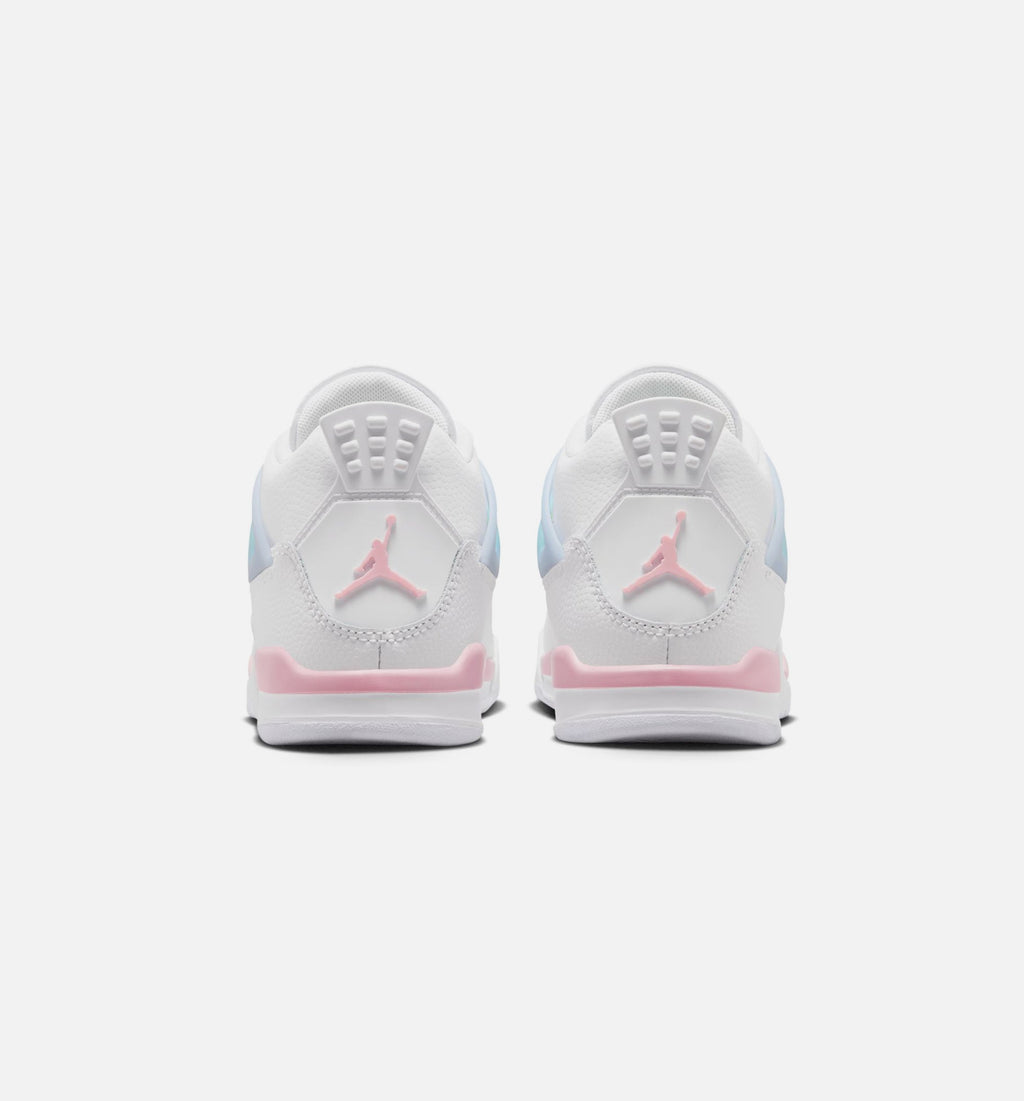 Air Jordan 4 Retro 'Medium Soft Pink' Preschool - White/Medium Soft Pink/Half Blue