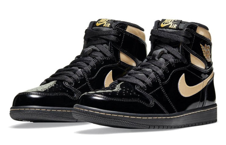 Air Jordan 1 Mid SE 'Black Gold Patent Leather' 852542-007