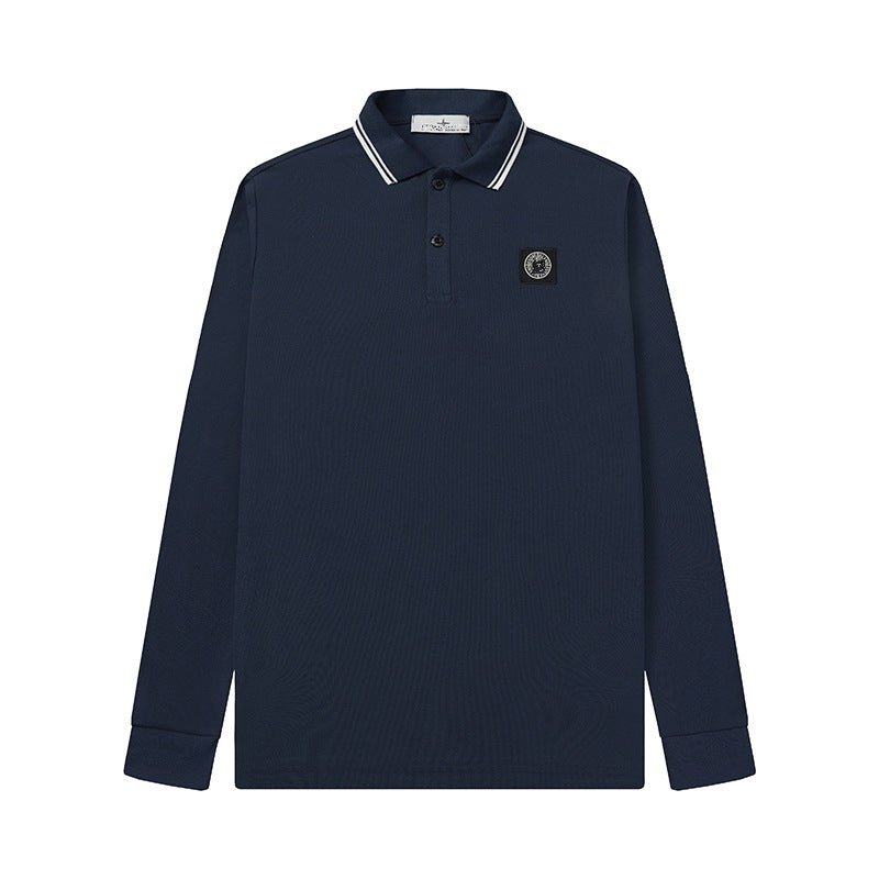 Stone Island Compass Patch Long Sleeve Polo Shirt Unisex Streetwear