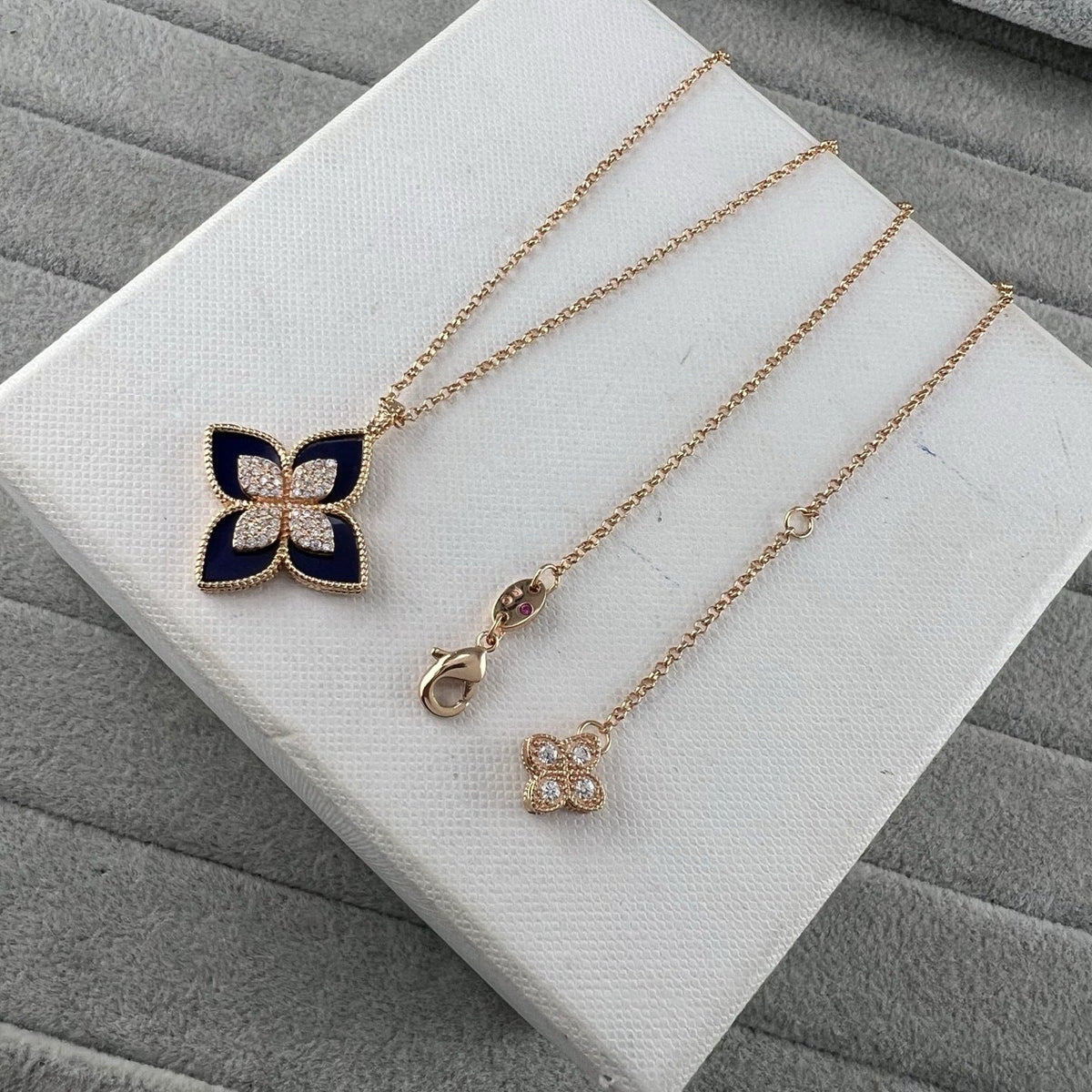 Roberto Coin Style Four-Leaf Clover Cubic Zirconia Necklace