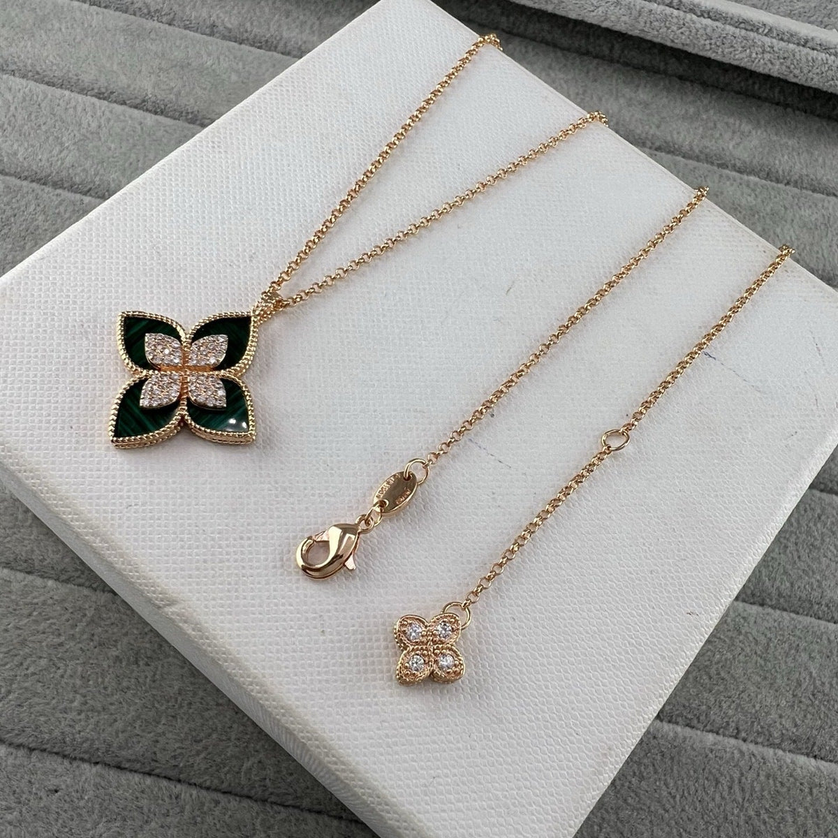 Roberto Coin Style Four-Leaf Clover Cubic Zirconia Necklace